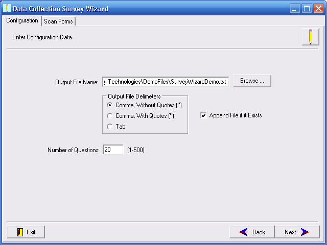 OMR data capture using the BubbleScan Survey Wizard - Configuration