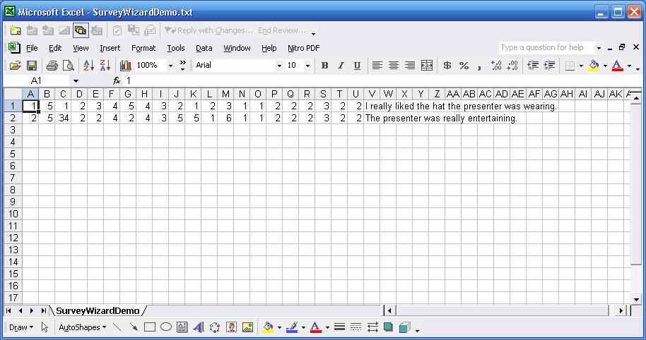 OMR data capture with the BubbleScan Survey Wizard - Import saved data into Excel